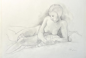 Liegender Akt mit Tuch, 1928